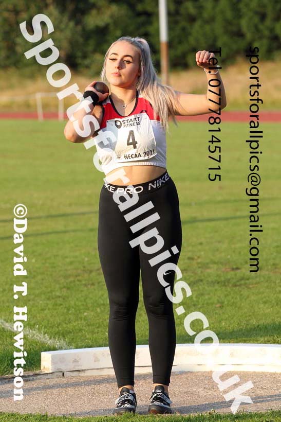Shot putt, 2021 North East Grand Prix 5, Monkton, Wednesday, July 21st. Photo: David T. Hewitson/Sports for All Pics